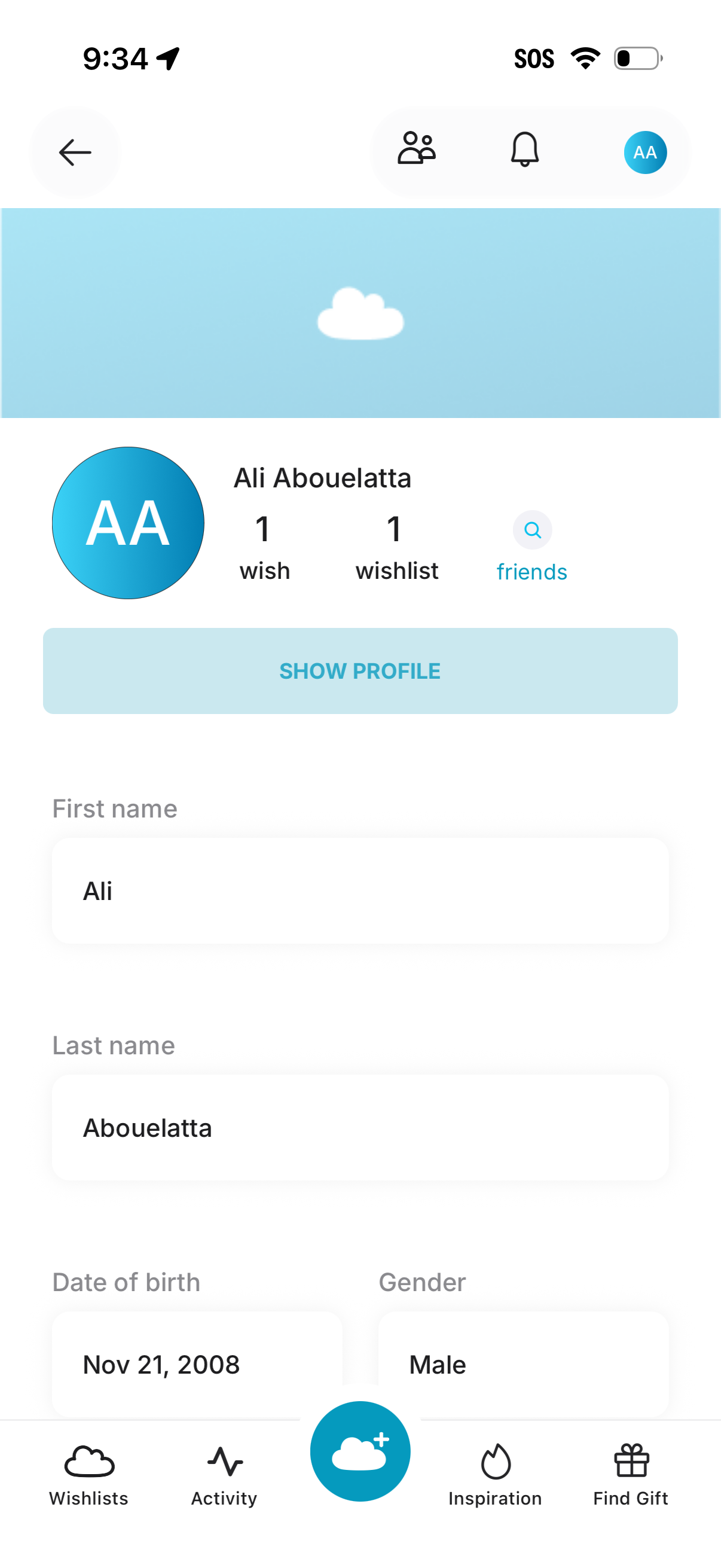 gowish profile screenshot